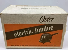 Vintage Oster Electric Fondue Pot Forks Set Rust Red Flame Model 680-07 New 60s