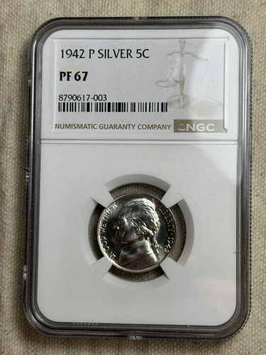 1942-P Jefferson Nickel Proof — photo from the most recent tracked eBay sale