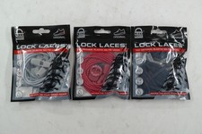 LOCK LACES Original Elastic No-Tie Shoe Laces Cool Gray Red Black 3-Pack