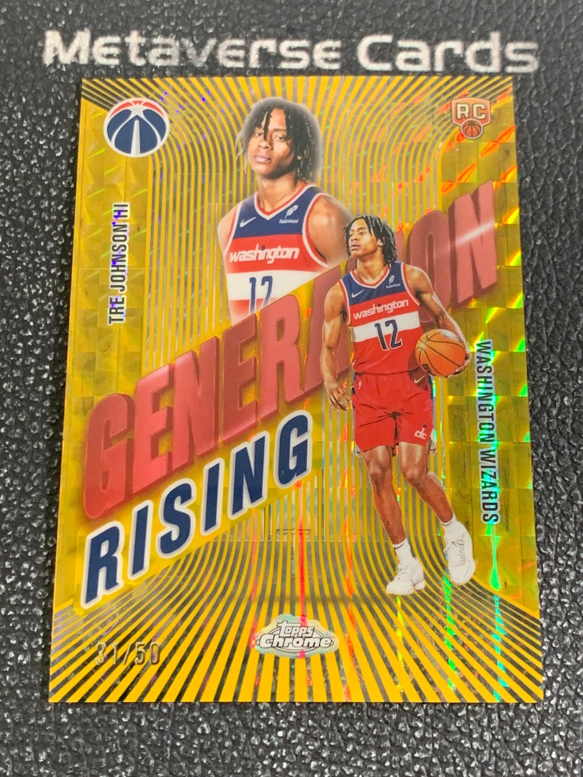 2025-26 Topps Chrome Generation Rising Tre Johnson III Rookie Gold Geo Ref /50