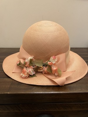 Vintage Pierre Cardin Floral Hat Wide Brim Ribbons Flowers  display picture 1