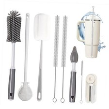 8Pcs Water Bottle Cleaner Brush - Multipurpose Cup Cleaner Kit with Long Gray