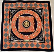 SCIARPA VINTAGE AUTENTICA LOGO RENATO BALESTRA EQUITAZIONE IMBRACATURE SETA 35"QUADRATO