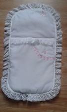 Dolls bedding white padded cosy toes small for cots or prams fits up to 16" doll