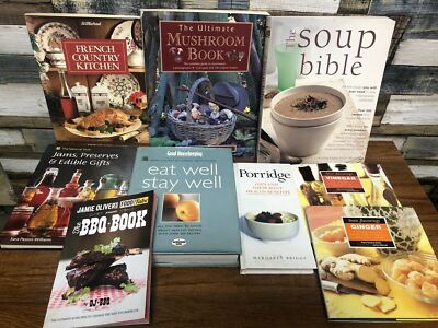 Bundle Of 9 Assorted Cook Books Covering A Multitude Of Subjects For Foodies!