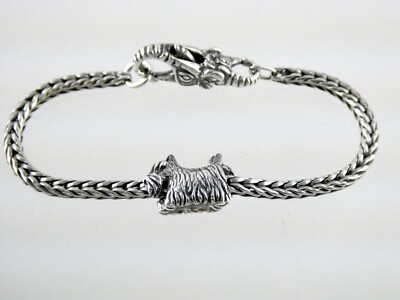 Trollbeads Sterling Silver Elephant Clasp Starter Bracelet Terrier Charm  925 6In