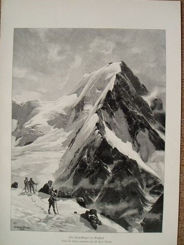 d101 122 Zeno Diemer: Ramolkogel Ötztaler Riesenbild 28 x 40 cm Druck 1899
