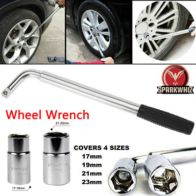 Telescoping Tire Lug Nut Wheel Wrench 4 Way Universal Nut Socket 17/19mm 21/23mm
