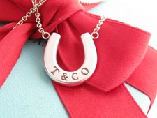Tiffany & Co Sterling Silver Horseshoe Horse Shoe Pendant 16" Necklace