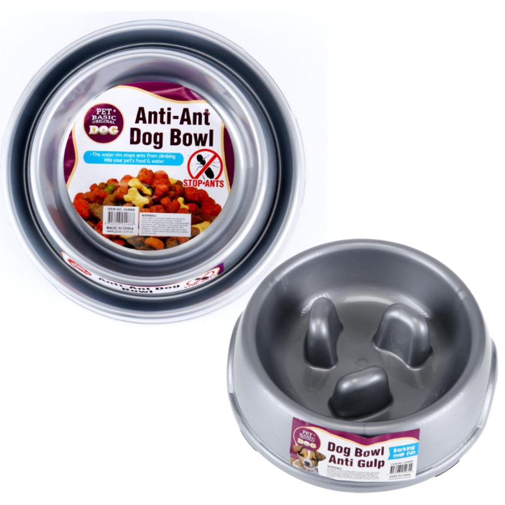 2 pcs AntiAnt Dog Bowl & AntiGulp/OverEating Bowl For Cat Dog Value