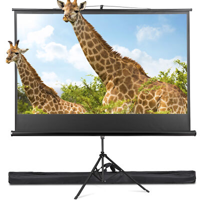 84'' Projector Screen with Stand 120 inch 16:9 HD W/ Carry Bag Wrinkle-Free Black