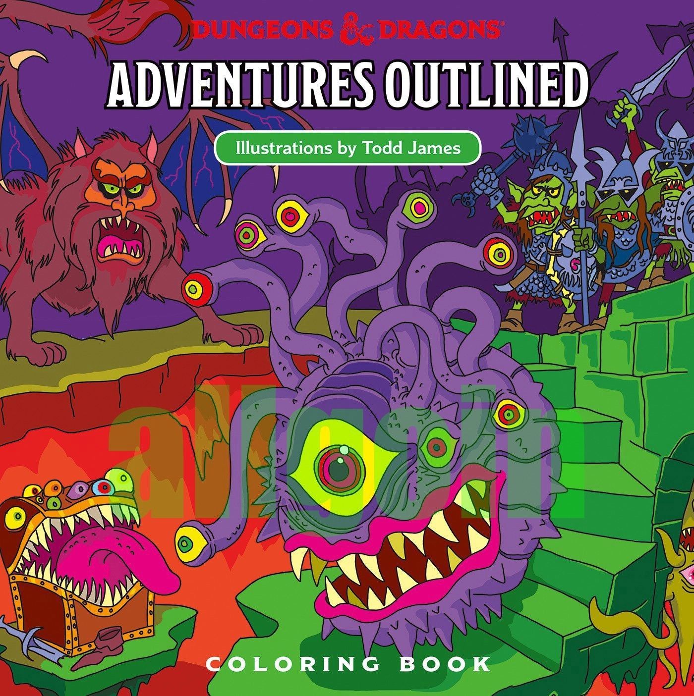 D&D Dungeons & Dragons: Adventures Outlined Coloring Book by Todd James