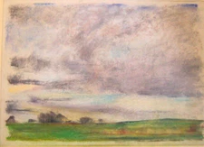 Franz Ehmke *1928 -2018 DDR Painter Evening Sky in a Full Moon Night