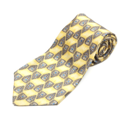 METROPOLITAN MUSEUM OF ART Yellow Blue Jewel Stone Men's Silk Neck Tie