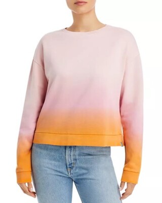 Kule the Summer Ombre Cropped Sweater Pink and Orange Sweatshirt Crew Neck M