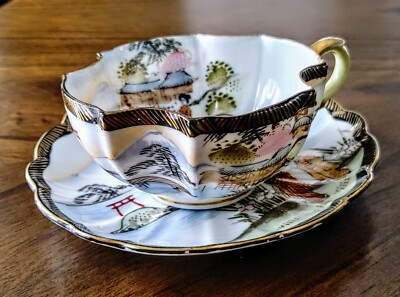 BEAUTIFUL RARE VINTAGE LENWILE CHINA ARDALT 6192 GEISHA FULL SIZE SAUCER & CUP