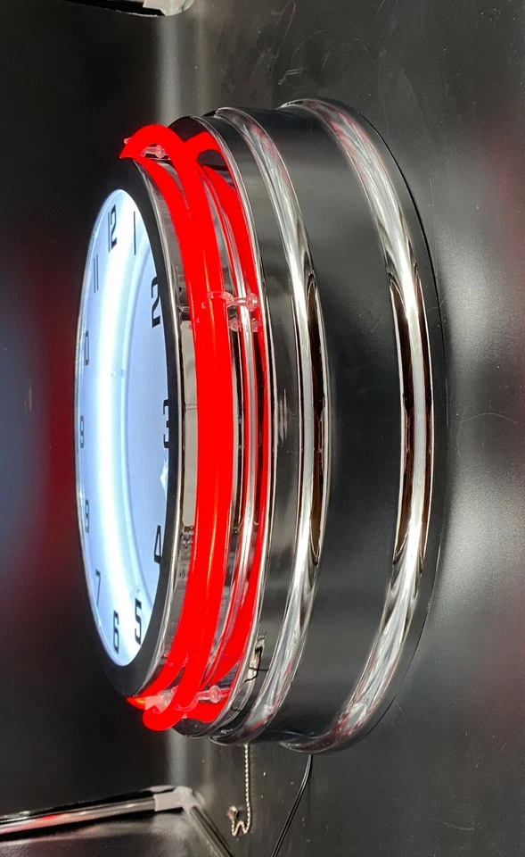 19英寸塞斯纳飞机早期标志标志红色双霓虹钟飞机衣架洞穴 — 第 2/2 张图片