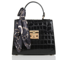 BORSA A MANO IN PELLE ITALIANA COCCODRILLO GOFFRATA con SCIARPA ACCENTO - MADE IN ITALY
