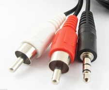 Aux 3.5mm Male Stereo Plug to 2 RCA Phono Male Audio Video AV Cable 16Ft 5M 1set