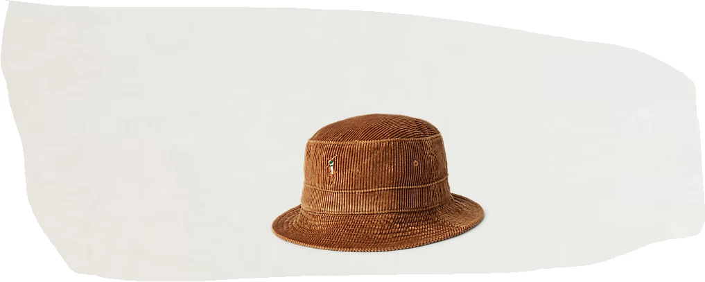 Polo Ralph Lauren Men's Gold/Brown Corduroy Loft Bucket Hat Authentic