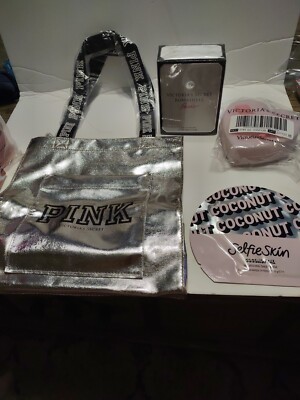 Victoria's Secret Bombshell Paris Perfume Small Tote Mask Sponge lot of 4