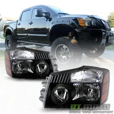 For 2004-2015 Titan 04-07 Armada Black Headlights Headlamps Left+Right 04-15 set