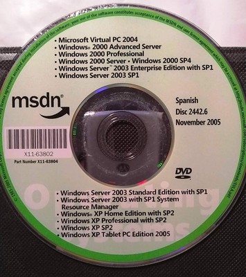 Windows 2000 Windows XP Server 2003 Editions Spanish w/ Product Key