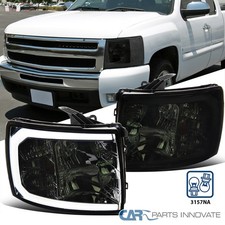 Smoke Fits 2007-2013 Chevy Silverado 1500 2500hd 3500hd Led Strip Headlights Lr Smoke Fits 2007-2013 Chevy Silverado 1500 2500hd 3500hd Led Strip Headlights Lr