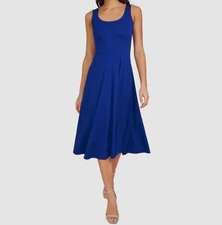 MSK Women's Blue Scoop Neck Sleeveless A-Line Dress Petite Size SP