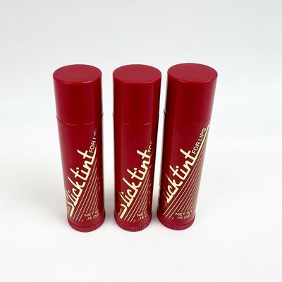 THREE Vintage 1998 Avon Slick Tint for Lips Glossy Orchid Lip Balm .15 oz ea New
