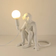 Nordic Style‌ Resin Ornament Bedside Lamp Table Light Monkey Desk Light White