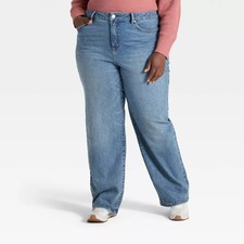 Women's High-Rise Straight Leg Jeans - Ava  Viv Medium Wash 24