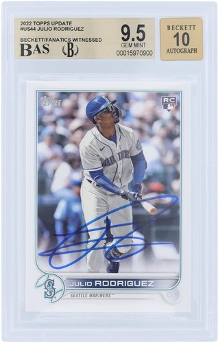 Julio Rodriguez Mariners Signed 2022 Topps Update #US44 BAS 9.5/10 Rookie Card