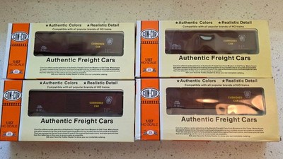 (4) Con-Cor HO Scale PRR RR 60ft Single Door Railroad Boxcar Kit 4 Road Numbers