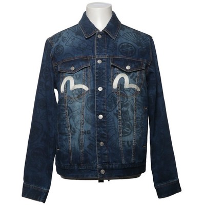 Evisu, Jeansjacke, Herren, Größe: XL, Blau/Mehrfarbig, Baumwolle, Print #Kw6