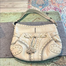 Cole Haan Village Grommet Stitching Pebbled Leather Shoulder Bag