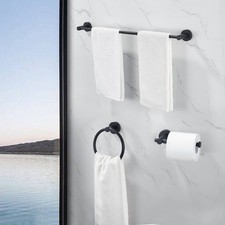 Bathroom Hardware Set Thicken Space Aluminum 3 PCS Towel bar Set- Matte Black