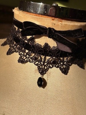 Choker mit Samtband Halsband Goth Steampunk Gothic Vampire Spitze Cosplay Barock