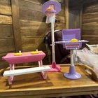 1992 Barbie Backyard Cookout Picnic Table, Basketball Hoop Grill Base Lot Arco