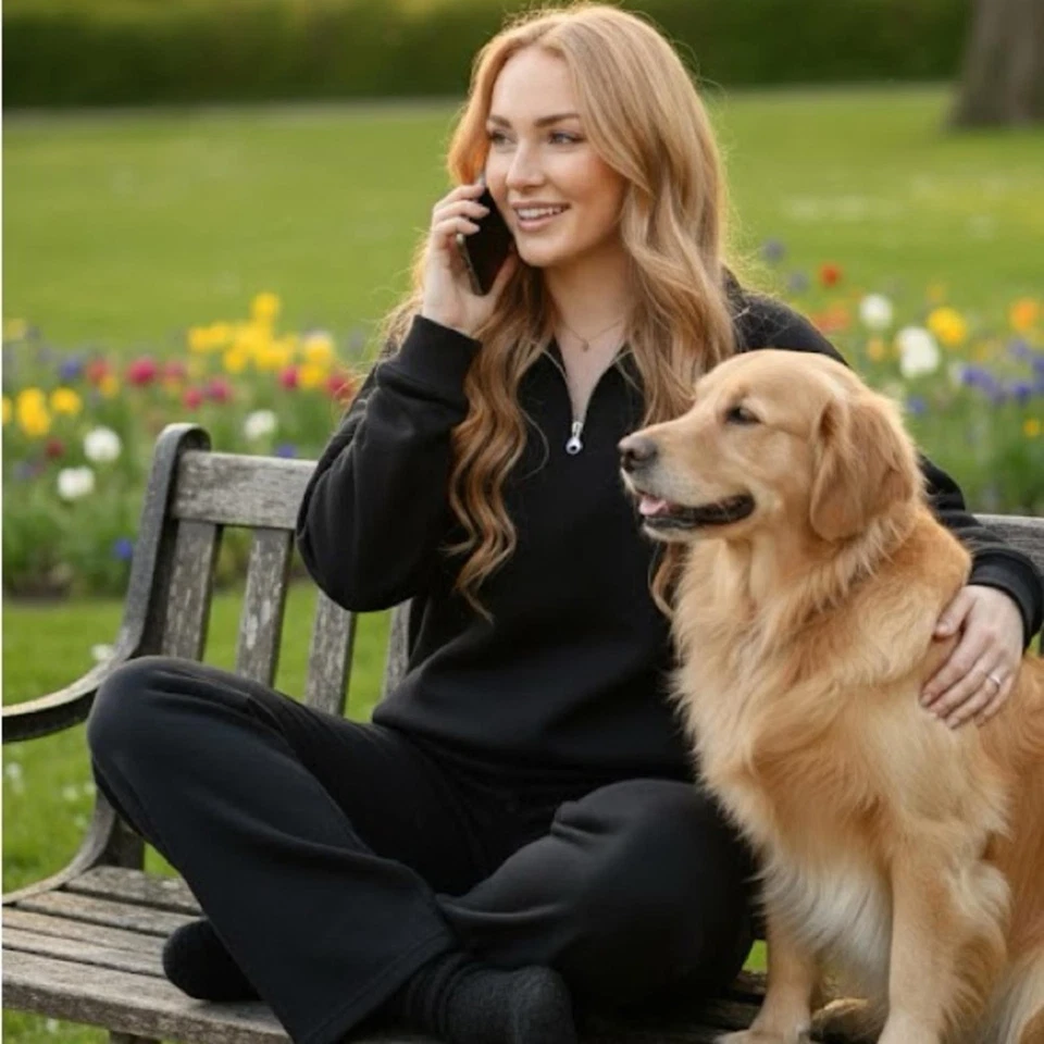 Nuevo con etiquetas Conjunto de ropa de salón Maeve by Anthropologie "Cloud Nine" mezcla de algodón con cuarto de cremallera Foto 4 de 4