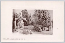 Niagara Falls New York Real Photo Postcard RPPC Park in Winter