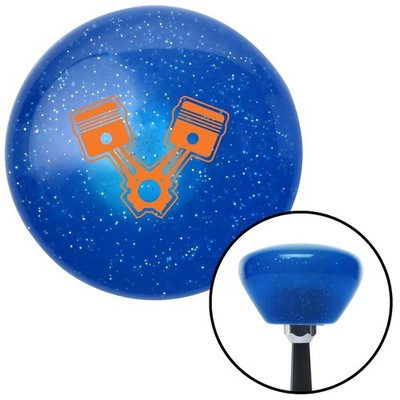 Orange 2 Pistons Blue Retro Metal Flake Shift Knob w/ M16x1.5 Insert Shifter