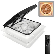 RV Roof Vent Fan 14x14 with 4 Color LED Ambiance Lights - Reversible LED Light