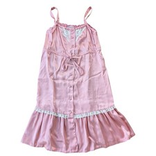 Vtg barbiecore Pink Lace Button Front Coquette Feminine Dress Nightgown 7/8