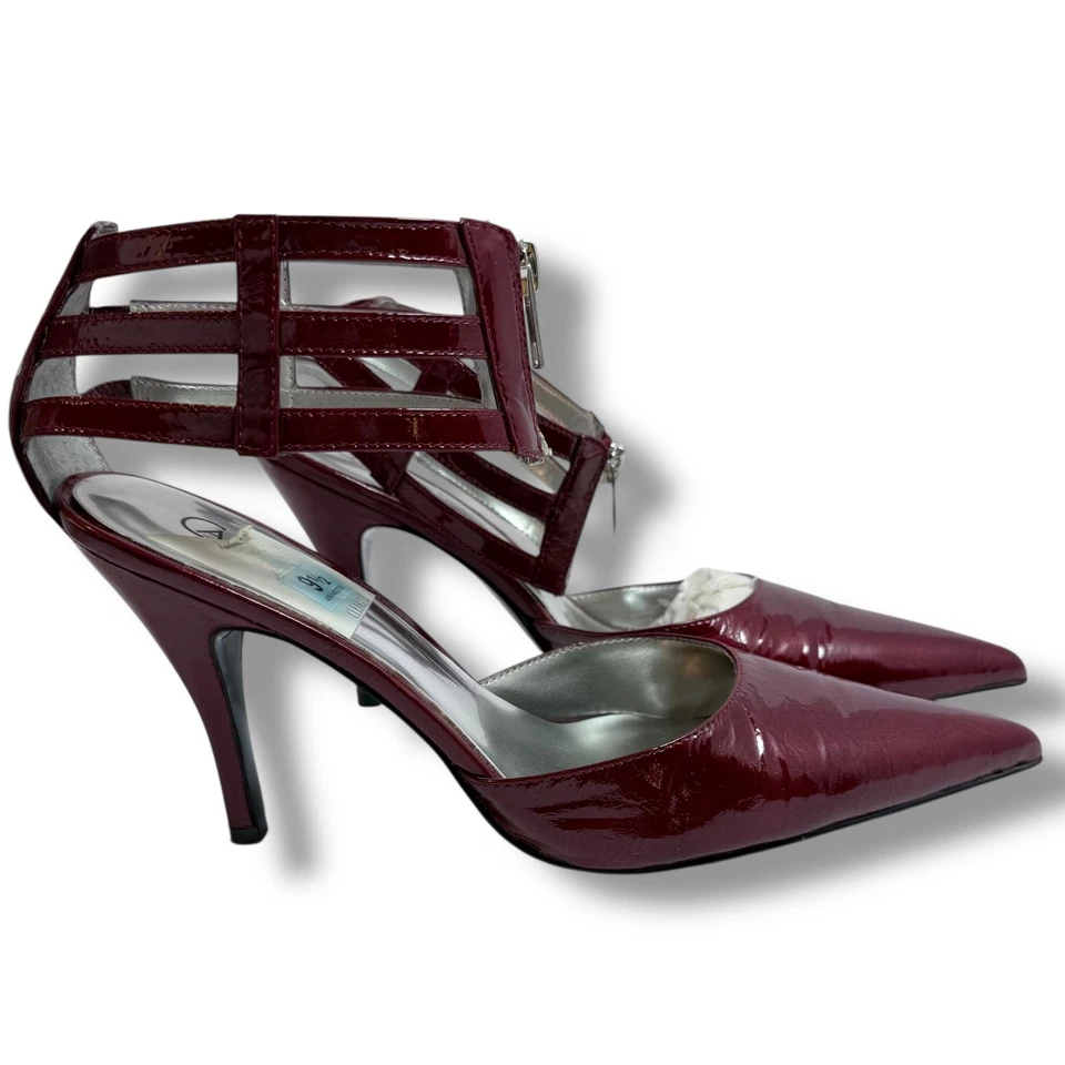 Tira de tornozelo Carlos Santana convertida couro envernizado vermelho em excelente estado usado 9,5 - Imagem 4 de 4