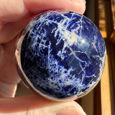 Natural Blue Sodalite Crystal Sphere Quartz Ball Mineral Healing Gift Decor