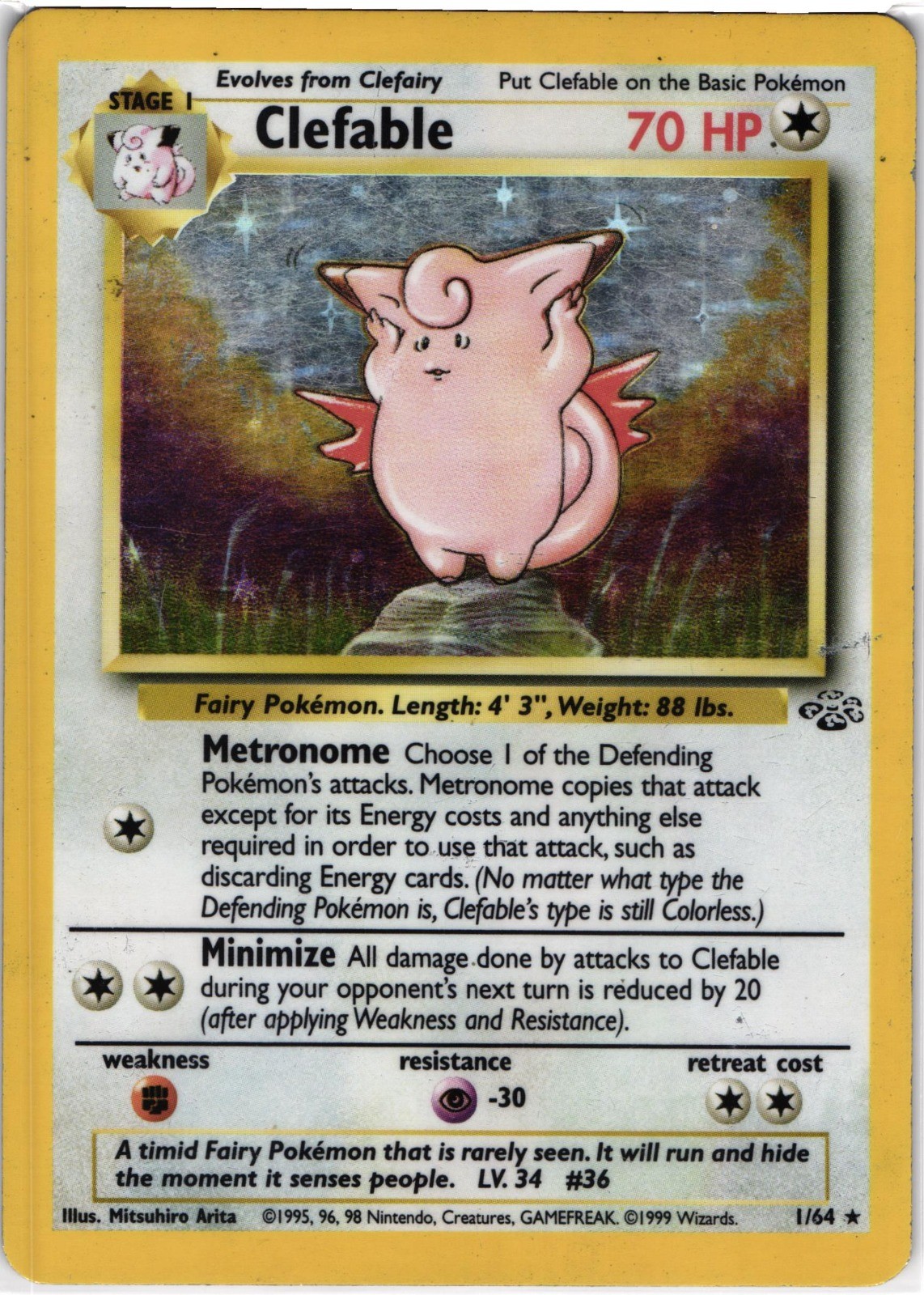Clefable (1) Unlimited Holo Rare Jungle 01/64 DMG
