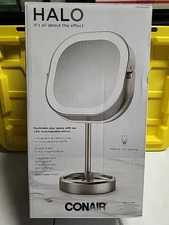 Conair Halo LED Rechargeable Double Sided Mirror 10x Magnification And Light new