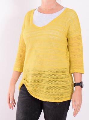 Next Damen Pullover Sweater Strick Gr.42 Sweatshirt Sweat Gelb 91240