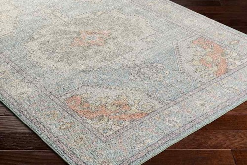 Area Rugs Doria Traditional Light Blue Washable Area Rug - Picture 3 of 13